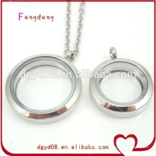 2015 newest design screw and magnatic round stainless steel floating locket necklace